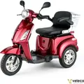 Produktbild: VELECO ZT15 Elektromobil - 3-Rad Mobilitätsroller - Elektromagnetische Bremse - Montiert und fahrbereit - Seniorenmobil - Alarm - 800W (Rot) - Rot