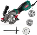Produktbild: Hychika-Handkreissäge, 750 W, 3.500 U/min, Laser, 3 Sägeblätter, 115 und 125 mm