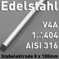 Produktbild: 2 x Edelstahl-Stab-Anode Elektroden 8 x 100mm Elektrolyse Galvanik V4A 1.4404 cm