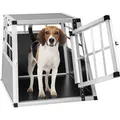Produktbild: Tectake Hundetransportbox Single  Mit Gerader Rückwand Aus Aluminium  Robust und Pflegeleicht 54 x 69 x 50 cm 54 x 69 x 50 cm Schwarz