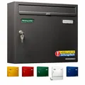 Produktbild: AL Briefkasten Systeme Basic 1er Briefkasten in Db 703 Eisenglimmer Grau 1 Fach DIN A4 Postkasten wetterfest wasserdicht rostfrei Briefkastenanlage mit Posthaltebügel und 2 Namensschildern