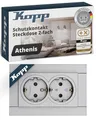 Produktbild: Kopp ATHENIS 2-fach Schutzkontaktsteckdose in Stahlfarben - Unterputz-Steckdose für Einbau in 1-fach Schalterdose - IP20 Einbausteckdose ohne Berührungsschutz - Steckdosen-Unterputz 16A & 250V~