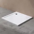 Produktbild: doporro Duschtasse Duschwanne 100x100x4 flach inkl. Ablaufgarnitur AL01 aus Acryl in Weiß DIN-Anschlüsse noedenebene Montage geeignet Faro1