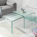 Produktbild: Hochwertiges 2er Set Glas Couchtisch FANTOME 100cm transparent Wohnzimmertisch