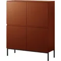 Produktbild: Selsey BEMMI Highboard 4-türig 100 cm, Ziegelrot mit Metallbeinen