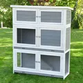 Produktbild: Hasenstall Kaninchenstall Kleintierstall Käfig Schnuffi grau weiss 141 x 122 cm