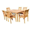 Produktbild: ASS Teak Set: Gartengarnitur Alpen Tisch 150x80 + 6 Alpen Sessel Serie JAV von