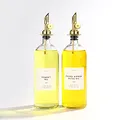 Produktbild: Molimoli Ölspender Flasche für Küche, Automatischer Ausgießer, Dünne Glasflasche für Küche, Olivenöl Krug, | Set mit 2 - Gold