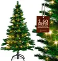 Produktbild: CASARIA® Weihnachtsbaum künstlich 150 cm Lichterkette 100 LED Tannenbaum mit Beleuchtung wie echt Stecksystem dichte Spitzen stabil schwer entflammbar
