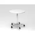 Produktbild: PROREGAL® Konferenztisch Säulenhubtisch, Weiß, verchromtes Gestell, Ø 80cm, H: 72-114cm weiß