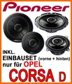 Produktbild: Opel Corsa D - Pioneer  LAUTSPRECHER BOXEN KOMPLETTSET VORNE-HINTEN EINBAUSATZ