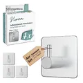 Produktbild: virea Selbst-Klebende Wandhaken ohne Bohren 4er Set - Wasserfeste Klebehaken aus Edelstahl - Starke Klebekraft bis 8 kg - Haken für Bad & Küche etc. - Bademantelhaken Handtuchhaken