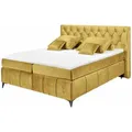 Produktbild: ed exciting design Boxspringbett, Gelb, Textil, Uni, H2, 7-Zonen, Höhe ca. 16 cm, Rechteckig,Rechteckig, 180x200 cm, Schlafzimmer, Betten, Boxspringbetten