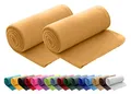 Produktbild: wometo 2er Set Polar Fleecedecke oekoTex 130x160 ca. 400g mit Anti-Pilling und Kettelrand gelb senfgelb