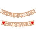 Produktbild: ecooe Willkommen Zuhause Banner, herzlich willkommen Girlande für Dekoration Familie Partei Welcome Home Banner mit 19Stk Wimpeln und 3M Jute Seil*2
