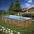 Produktbild: Holzpool Rechteckig Komplettset 815x420x146 cm Massivholz Pool inkl Sandfilter