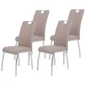 Produktbild: 4er Set Stuhl Andrea S - Kunstleder Cappuccino - Bügelgriff und Metallgestell verchromt - Beige