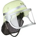 Produktbild: Relaxdays - Feuerwehrhelm Kinder, verstellbar, klappbares Visier, Nackentuch, Feuerwehr, HxBxT: 24,5 x 22,5 x 28 cm, gelb