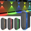 Produktbild: ELLASAY Solarlampen für Außen,RGB Solar Wandleuchte Up and Down Leuchten Aussen IP65 Wasserdicht,7 Farben Heller Solarleuchten für Garten Kabellos für Hof Garten Haus Deck Porch Zaun 4 Pack
