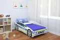 Produktbild: ACMA Jugendbett Kinderbett Auto-Bett Junior Cars Bett Komplett-Set mit Matratze Lattenrost und Rausfallschutz 160x80 cm - Polizei -1 + NAME