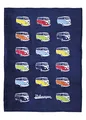 Produktbild: BRISA VW Collection - Weiche Volkswagen Kuschel-Fleece-Schmuse-Decke im T1 Bulli Bus Design (150x200cm/Bulli Parade/Bunt)