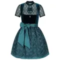 Produktbild: Steigenhöfer Manufaktur Dirndl Damen im Set - Franziska - Vollständiges Oktoberfest Outfit (Komplettes Dirndl Set, Das Set beinhaltet Kleid, Bluse und Schürze) Midi Dirndl - 60cm Rock - Feine Samtoptik und Perlenapplikation grün 32