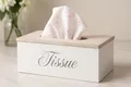 Produktbild: Taschentuchbox Kosmetiktücherbox Taschentuchspender Holz Tücher Box Tissue Taschentücher Box - Natur/weiß/schwarz B/H/T ca. 25 x 9 x 14 cm mit aufklappbarem Deckel Landhausstil Vintage nachfüllbar