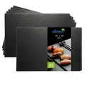 Produktbild: eGenuss Schieferplatten 6er-Set – Servierplatten aus Naturschiefer, schwarze Dessertteller & Sushi-Teller Gastronomie Catering – rechteckig 30x20 cm