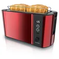 Produktbild: Arendo Toaster Langschlitz mit Display, Auftaufunktion, 1500W, integrierter Brötchenaufsatz, Rot