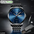 Produktbild: Herren Uhr Armbanduhr Männer Uhr Datum Luxus Edelstahl Herrenuhr Quarz Schwarz