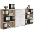 Produktbild: Mid.you Aktenschrank, Sonoma Eiche, Weiß Hochglanz, Holzwerkstoff, 5 Fächer, 2 Schubladen, 253.2x113.6x33 cm, Made in Germany, erweiterbar, in verschiedenen Größen erhältlich, Arbeitszimmer, Aktenschränke