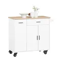 Produktbild: SoBuy Küchenwagen, Weiß, Natur, Holzwerkstoff, 105x92x46 cm, Esszimmer, Servierwagen