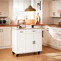 Produktbild: SoBuy Design Küchenwagen mit Rollen Kücheninsel mit Arbeitsplatte FKW126-WN
