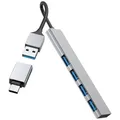 Produktbild: hama 00200141 USB-Hub, 4 Ports, USB 3.2 Gen1, 5 Gbit/s, Ultra Slim, inkl. USB-C-Adapter