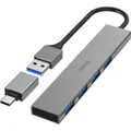Produktbild: Hama 4 Ports USB-Hub Grau 0.15 m