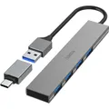 Produktbild: Hama 4 Ports USB-Hub Grau 0.15 m