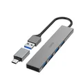 Produktbild: Hama USB-Hub 4 Ports USB 3.2 Gen1 5 Gbit/s Ultra Slim inkl. USB-C-Adapter