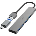 Produktbild: Hama 4 Ports USB-Hub Grau 0.15 m