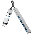 Produktbild: Hama 00200141 USB-Hub 4 Port USB-A USB 3.2 Gen1 5 GBit/s mit USB-C® Stecker Grau