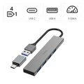 Produktbild: Hama USB-Hub 4-fach Multiport ultraflach Verteiler, 4x USB-A 3.2 + USB-C-Adapter