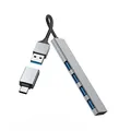 Produktbild: Hama USB-Hub 4 Ports: USB-A/C Aluminium Ultra Slim Büro/Home