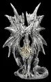 Produktbild: Figuren Shop GmbH Fantasy-Figur Drachen Figur – Keltischer Wächter silberne Statue Fantasy 21,5 cm