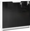 Produktbild: Vladon Sideboard Logan, Germany, Kommode mit 2 Türen, Weiß matt/Schwarz Hochglanz (82 x 78 x 37 cm)