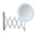 Produktbild: WENKO LED Teleskop-Wandspiegel Barona, Kosmetikspiegel mit LED-Beleuchtung, Schminkspiegel mit ausziehbarem Arm (55 cm), Schwenk- und höhenverstellbar, Touchfunktion, USB oder Batterie, Ø 20 cm