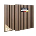 Produktbild: JELLE & JACOB Wandpaneele Akustikpaneele Holz Furnier Walnuss 52x52 cm, 2er Set 3D Wandpaneele Holz Wandverkleidung, Akustikpaneel Deko Wohnzimmer, Garderobe, Akustik Wand Paneele
