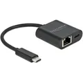 Produktbild: Delock USB Type-C Adapter zu Gigabit LAN 10/100/1000 Mbps mit Power Delivery Anschluss schwarz (USB-C, RJ45 Gigabit Ethernet (1x)) (66644)