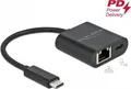 Produktbild: DeLOCK - Netzwerkadapter - USB-C 3,2 Gen 1 - Gigabit Ethernet x 1 + USB-C (nur Spannungsversorgung) x 1 - Schwarz (66644)