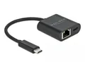 Produktbild: Delock USB 2.0 Adapter [1x USB-C Stecker - 1x RJ45-Buchse, USB-C Buchse] 66644 11.5cm