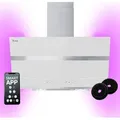 Produktbild: KKT KOLBE Dunstabzugshaube 80 cm 782 cbm/h Umluft Abluft Kopffrei Wandhaube Weiß Glas Smart WiFi App WLAN RGBW-LED-Beleuchtung HERMES8005WM - Weiß/Silber