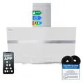 Produktbild: KKT KOLBE A+++ Dunstabzugshaube 80 cm 782 cbm/h Kopffreie Wandhaube Edelstahl weißes Glas WLAN RGBW-LED-Beleuchtung SensorTouch Bedienung HERMES8005WM